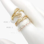 Anillo Ajustable Hojas Cereza Chapa de Oro 1251