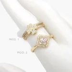 Anillo Ajustable Flor Trébol Chapa de Oro 1252