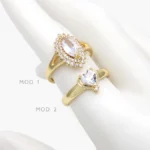 Anillo Ajustable Zirconia Chapa de Oro 1253