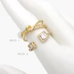 Anillo Ajustable Zirconia Chapa de Oro 1255