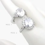 Anillo Ajustable Piedra Blanca Chapa de Rodio 1254