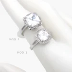 Anillo Ajustable Zirconia Chapa de Rodio1259