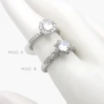 Anillo Piedra Blanca Chapa de Rodio 1285