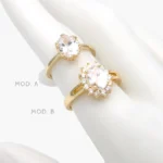 Anillo Piedra Blanca Chapa de Oro 1291