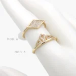 Anillo Zirconias Chapa de Oro 1295