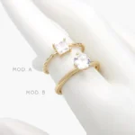 Anillo Piedra Blanca Chapa de Oro 1296