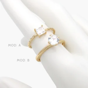 Anillo Piedra Blanca Chapa de Oro 1296