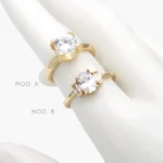 Anillo Piedra Blanca Chapa de Oro 1299