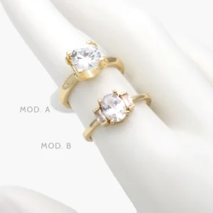 Anillo Piedra Blanca Chapa de Oro 1299