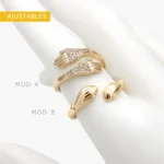 Anillo Ajustable Abrazo Chapa de Oro 1301