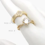 Anillo Zirconia Blanca Chapa de Oro 1303