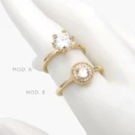 Anillo Zirconia Blanca Chapa de Oro 1304