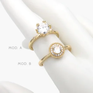 Anillo Zirconia Blanca Chapa de Oro 1304