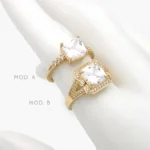 Anillo Piedra Blanca Chapa de Oro 1306