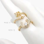 Anillo Ajustable Zirconias Chapa de Oro 1307