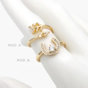 Anillo Ajustable Zirconias Chapa de Oro 1307