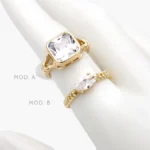 Anillo Ajustable Piedra Blanca Chapa de Oro 1313