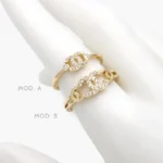 Anillo Piedra Blanca Chapa de Oro 1321