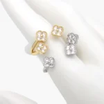 Anillo Ajustable Flor Zirconia Chapa de Oro/Rodio 1332