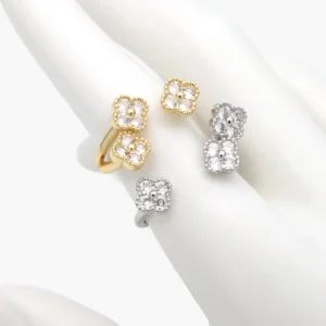 Anillo Ajustable Flor Zirconia Chapa de Oro/Rodio 1332