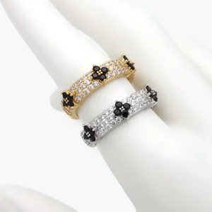 Anillo Ajustable Flor Chapa de Oro/Rodio 1334