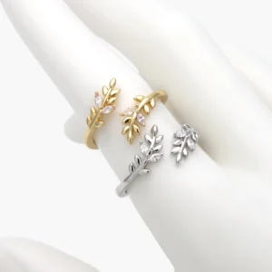 Anillo Ajustable Hojas Chapa de Oro 1337