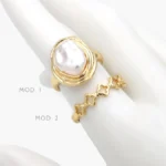 Anillo Ajustable Perla Chapa de Oro 1340