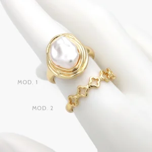 Anillo Ajustable Perla Chapa de Oro 1340