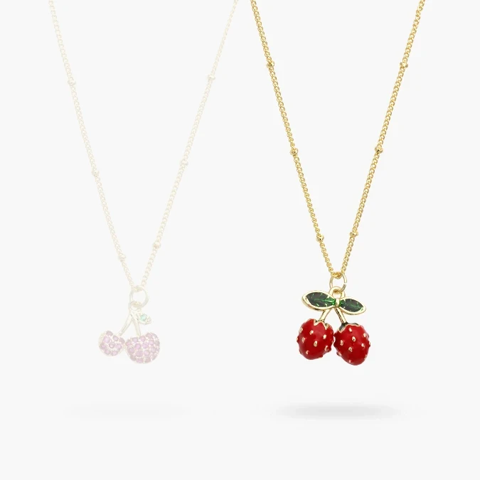 CTD0683 Collar Cerezas Fresas Rojas Chapa de Oro 683 - Imagen 1