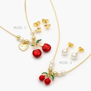 Juego Frutas Perlas Chapa de Oro 72