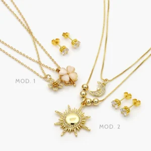 Juego Zirconias Chapa de Oro 76