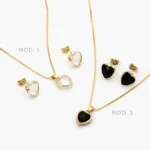 Juego Corazón Zirconia Chapa de Oro 79