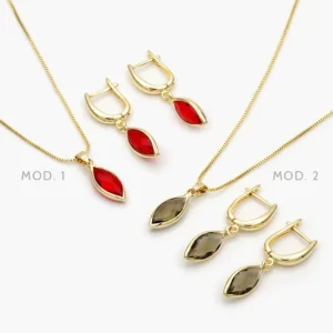 Juego Zirconia Color Chapa de Oro 90