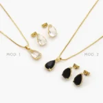 Juego Zirconia Gota Chapa de Oro 91