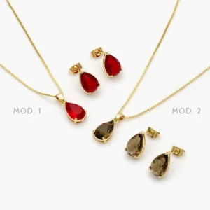 Juego Zirconia Color Chapa de Oro 92