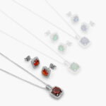 Juego Zirconia Cuadrada Chapa de Rodio 155