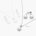 Juego Zirconia Perlas Chapa de Rodio 164
