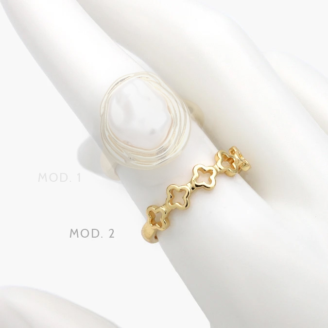 ctb1340 Anillo Ajustable Perla Chapa de Oro 1340 - Imagen 1