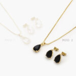 Juego Zirconia Gota Chapa de Oro 91