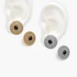 Aretes Zirconias Piedra Negra Acero Inoxidable 298