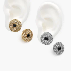 Aretes Zirconias Piedra Negra Acero Inoxidable 298