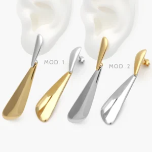Aretes Bicolor Acero Inoxidable 309