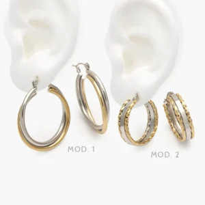 Arracadas Bicolor Acero Inoxidable 240