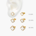 Broqueles Acero Inoxidable Flores Madre Perla 48