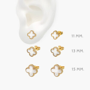 Broqueles Acero Inoxidable Flores Madre Perla 48