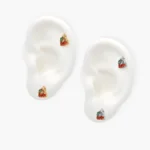 Broqueles Cerezas Zirconias Acero Inoxidable 76