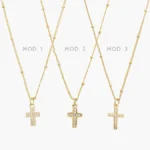 Collar Cruz Zirconias Chapa de Oro 392