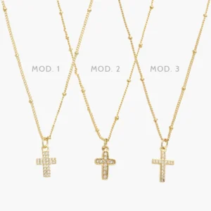 Collar Cruz Zirconias Chapa de Oro 392