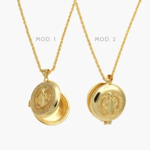 Collar Relicario San Benito Chapa de Oro 400