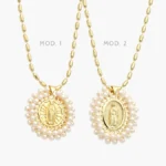 Collar Virgen Perlas Chapa de Oro 407